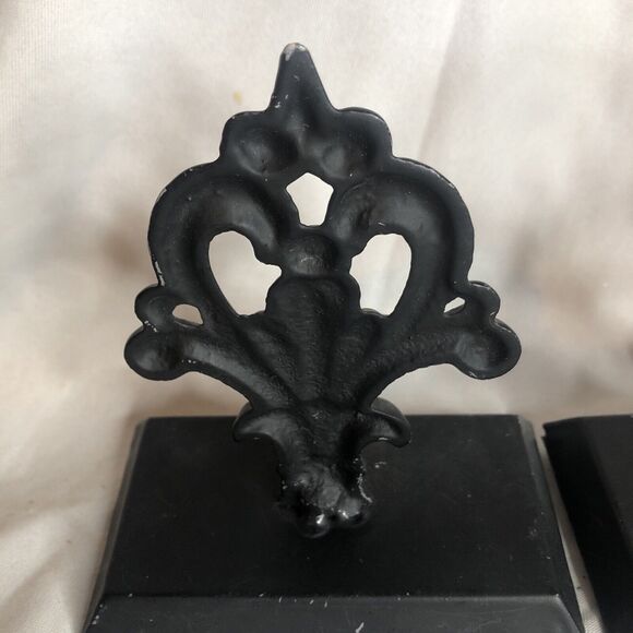Set Of 2 Vintage Metal Stocking Holder Black Weighted 5” CUTE!! - Picture 9 of 16